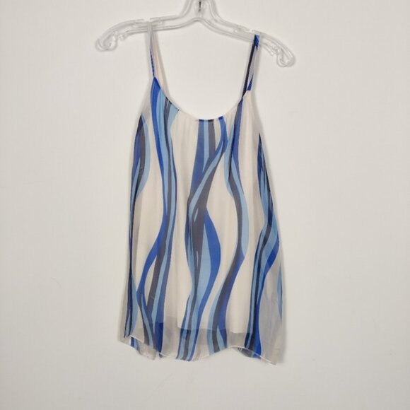Bellambra Tops - Bellambra Women's Blue and White Spaghetti Strap Camisole Size Large Silk Boho